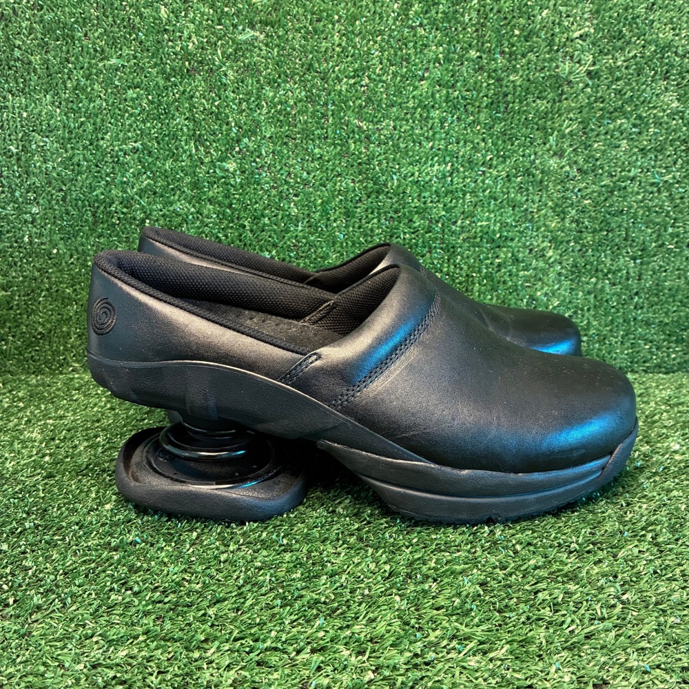 Z-Coil Toffler Slip Resistant Spring Orthopedic Leather Clogs Black Mens Sz 10.0